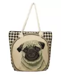 PUG Tote or Shoulder Bags 1 LARGE PICTURE on Side, ROPE Handles