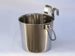 S/Steel FLAT SIDE Water or Food Bucket 2 HOOKS 1QUART  .95Litre