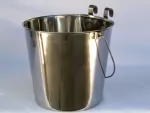 S/Steel FLAT SIDE Water or Food Bucket 2 HOOKS 2QUART 1.9Litre