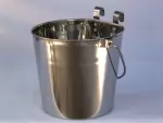 S/Steel FLAT SIDE Water or Food Bucket 2 HOOKS 4QUART 3.1Litre