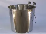 S/Steel FLAT SIDE Water or Food Bucket 2 HOOKS 6QUART 5.7Litre