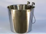 S/Steel FLAT SIDE Water or Food Bucket 2 HOOKS 9QUART 8.5Litre