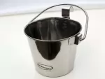 S/Steel FLAT SIDE Water or Food  . . . . . .  Bucket     has      1 HOOK  ,,,,,,,,    .95L