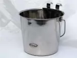 S/Steel FLAT SIDE Water or Food  . . . . . .  Bucket     has      2 HOOKS  . . . . .    5.7L