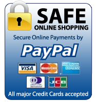 Safe online shopping with secure online payments by PayPal. All major credit cards accepted.